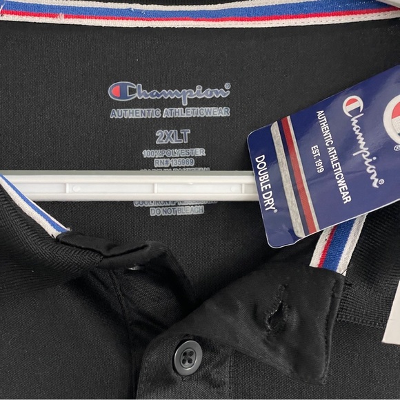 Champion Mens Black Polo Double Dry NWT Size 2XL Golf Performance - Picture 7 of 8